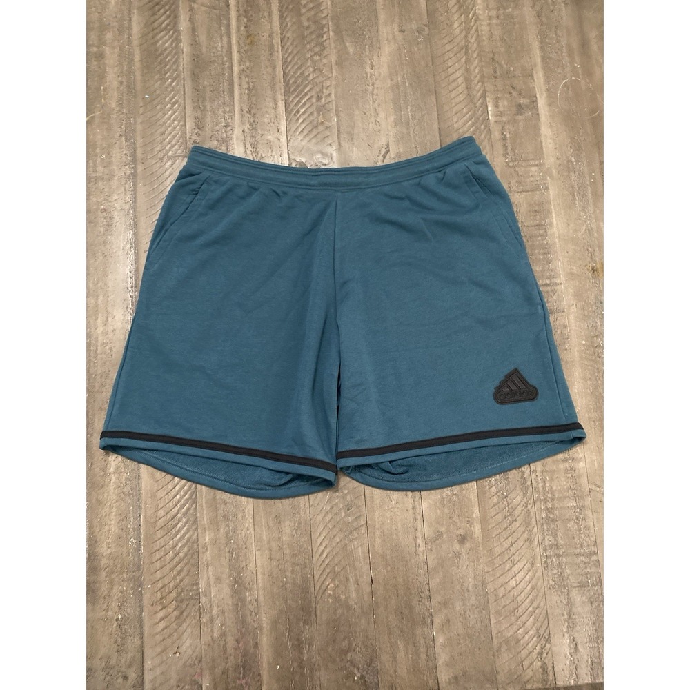 Adidas U French Terry Men Active Sweat Shorts HY5518 2XL Green/Blue Drawstring